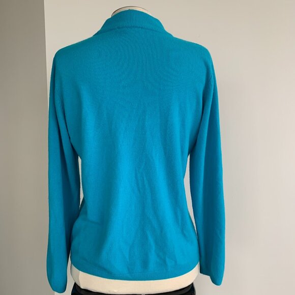 Alia bright blue vintage high neck turtleneck sweater - Picture 2 of 6